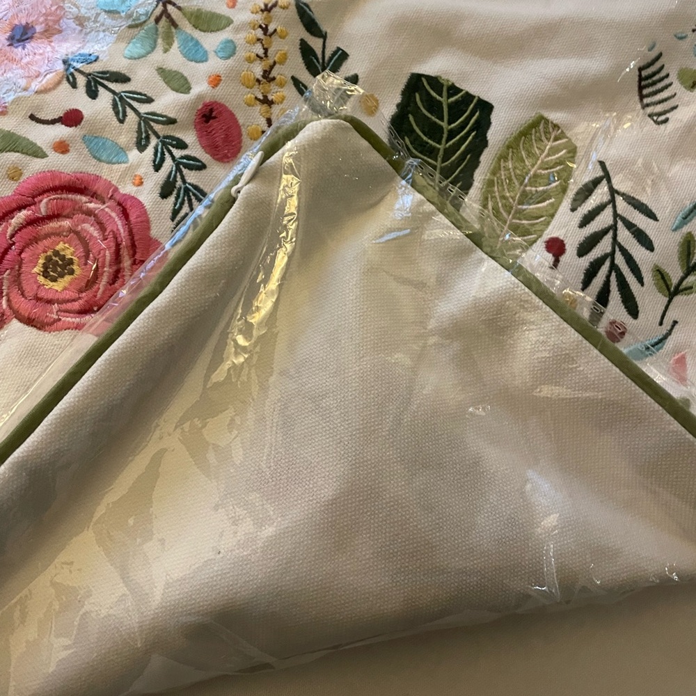Embroidered Floral Dog Pillow Cover 18x18 - Picture 3 of 3